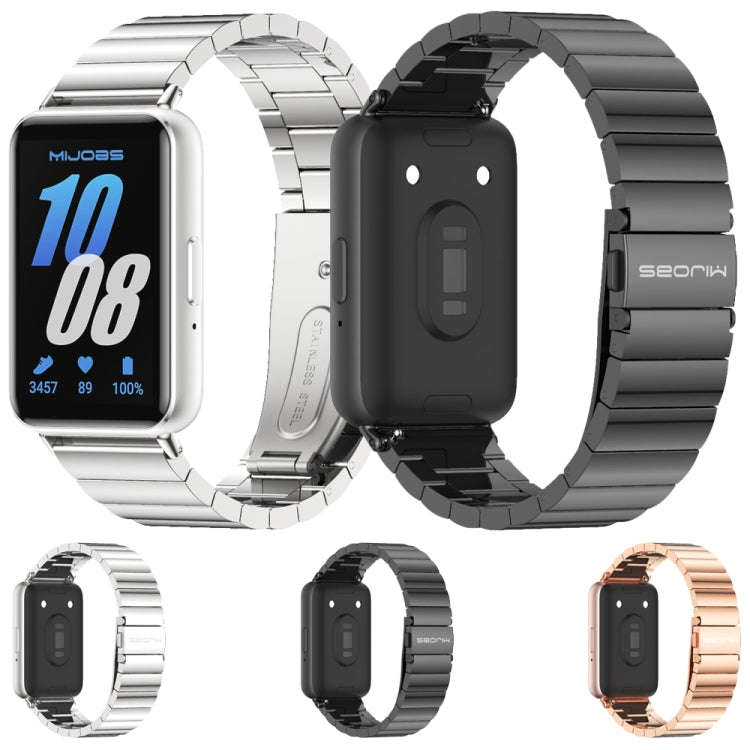 For Samsung Galaxy Fit 3 Mijobs Bamboo Metal Watch Band(Rose Gold)