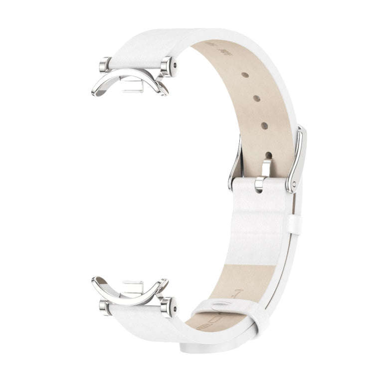 For Xiaomi Mi Band 8 / 9 / 9 NFC Mijobs GT4 First Layer Cowhide Watch Band(White Silver)