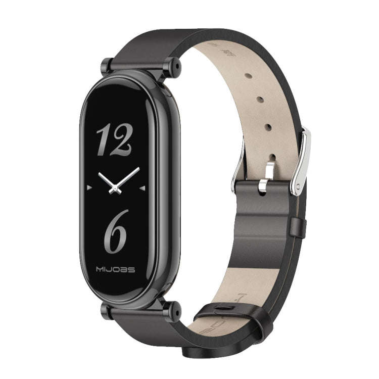 For Xiaomi Mi Band 8 / 9 / 9 NFC Mijobs GT4 First Layer Cowhide Watch Band(Black)