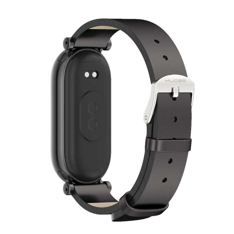 For Xiaomi Mi Band 8 / 9 / 9 NFC Mijobs GT4 First Layer Cowhide Watch Band(Black)
