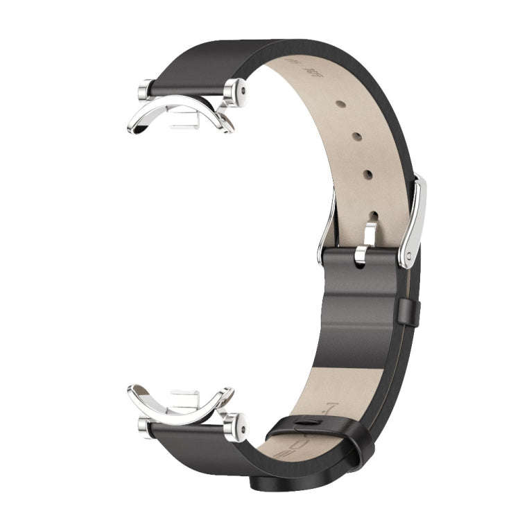 For Xiaomi Mi Band 8 / 9 / 9 NFC Mijobs GT4 First Layer Cowhide Watch Band(Black Silver)