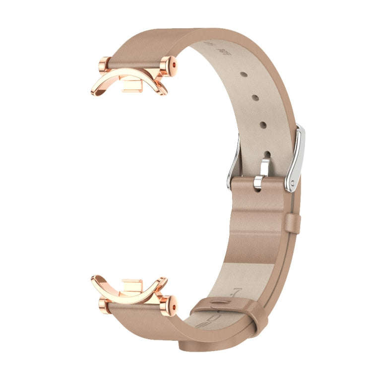 For Xiaomi Mi Band 8 / 9 / 9 NFC Mijobs GT4 First Layer Cowhide Watch Band(Apricot Rose Gold)