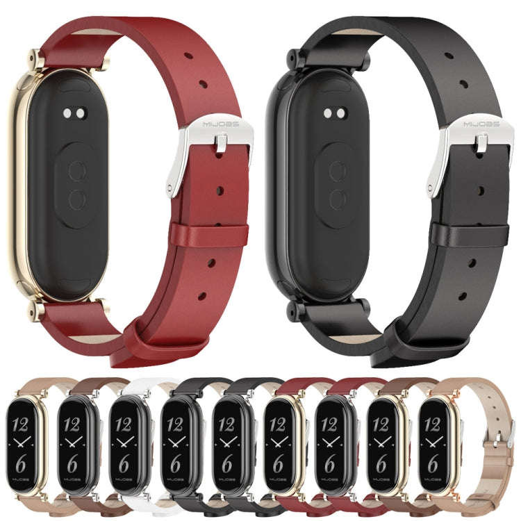 For Xiaomi Mi Band 8 / 9 / 9 NFC Mijobs GT4 First Layer Cowhide Watch Band(Black)