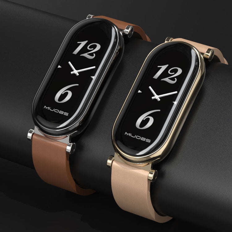 For Xiaomi Mi Band 8 / 9 / 9 NFC Mijobs GT4 First Layer Cowhide Watch Band(Black)