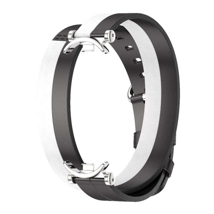 For Xiaomi Mi Band 8 / 9 / 9 NFC Mijobs GT4 Dual-Loop Leather Watch Band(Black+White+Silver)