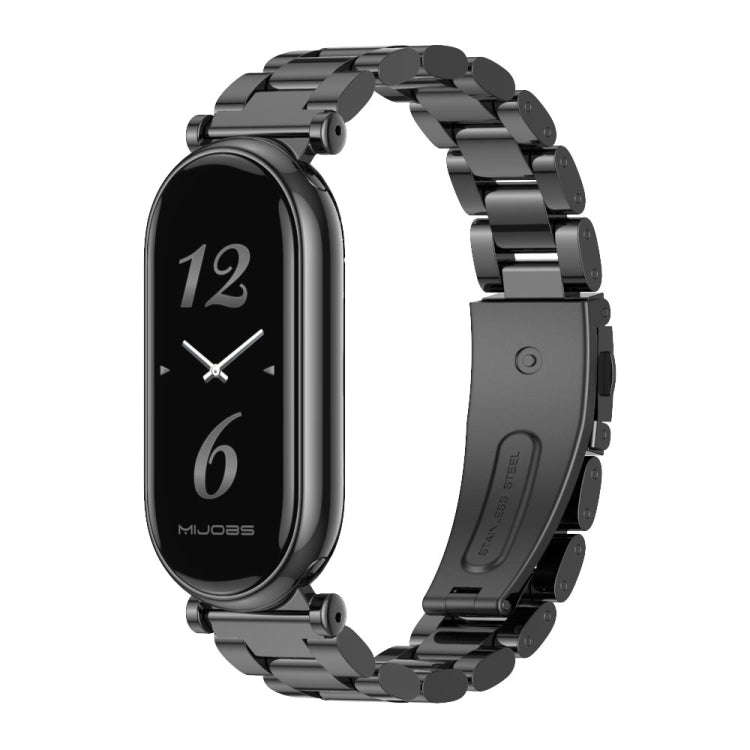 For Xiaomi Mi Band 8 / 9 / 9 NFC Mijobs GT4 Three Beads Metal Watch Band(Black)