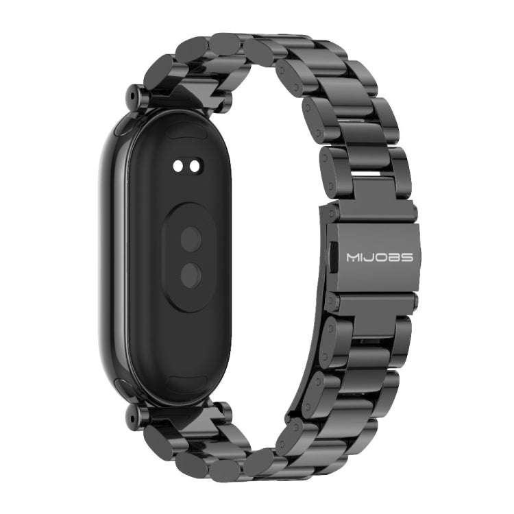For Xiaomi Mi Band 8 / 9 / 9 NFC Mijobs GT4 Three Beads Metal Watch Band(Black)