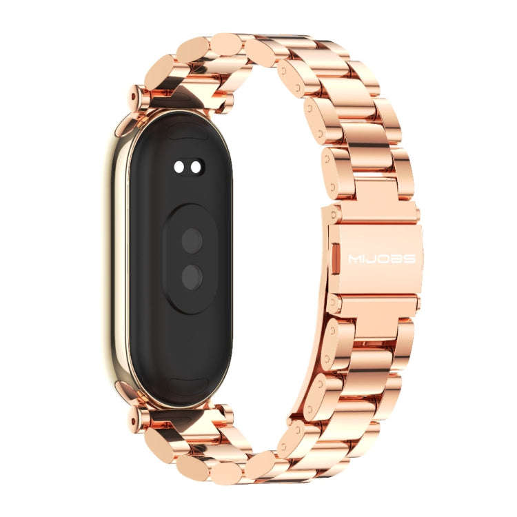 For Xiaomi Mi Band 8 / 9 / 9 NFC Mijobs GT4 Three Beads Metal Watch Band(Rose Gold)