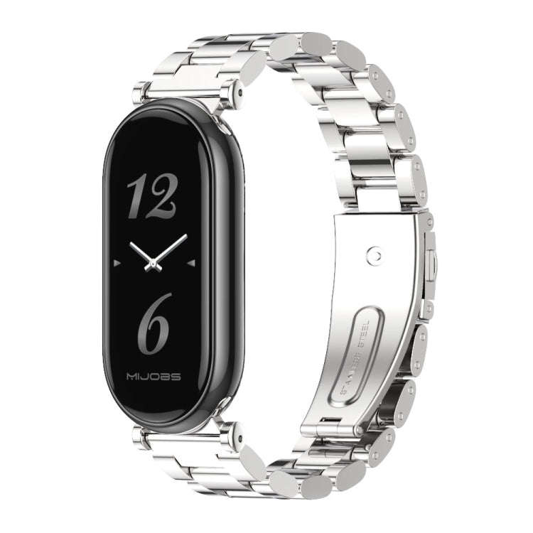 For Xiaomi Mi Band 8 / 9 / 9 NFC Mijobs GT4 Three Beads Metal Watch Band(Silver)