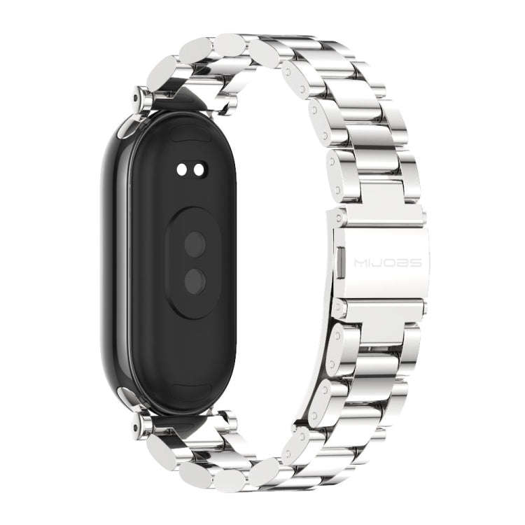 For Xiaomi Mi Band 8 / 9 / 9 NFC Mijobs GT4 Three Beads Metal Watch Band(Silver)