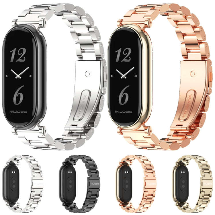 For Xiaomi Mi Band 8 / 9 / 9 NFC Mijobs GT4 Three Beads Metal Watch Band(Silver)