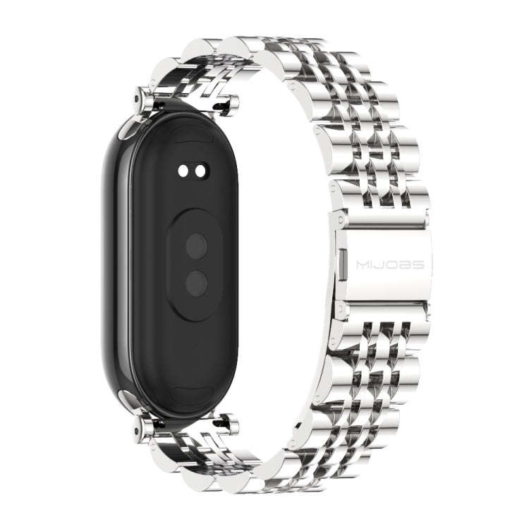 For Xiaomi Mi Band 8 / 9 / 9 NFC Mijobs GT4 Seven Beads Metal Watch Band(Silver)