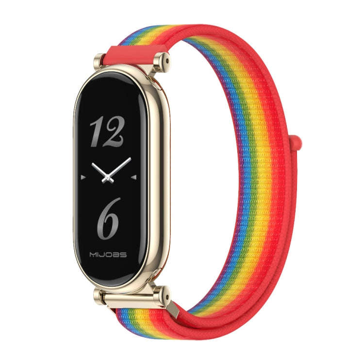 For Xiaomi Mi Band 8 / 9 / 9 NFC Mijobs GT4 Breathable Nylon Loop Watch Band(Rainbow Light Gold)
