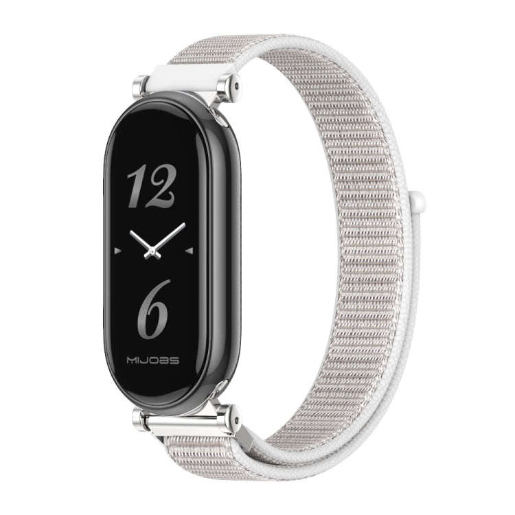 For Xiaomi Smart Band 10 / 9 / 8 Mijobs GT4 Breathable Nylon Loop Watch Band(Seashell Silver)