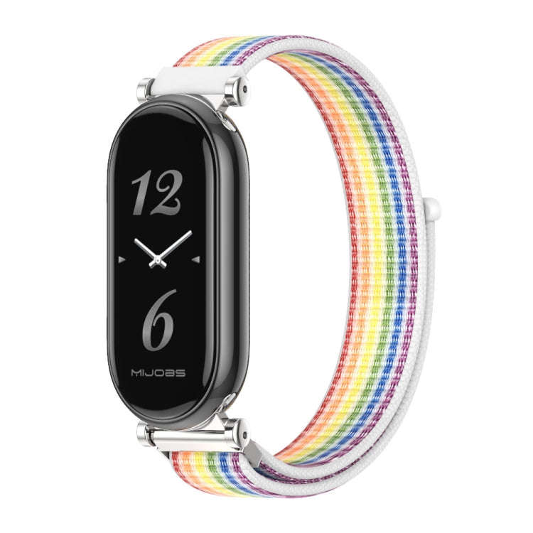 For Xiaomi Smart Band 10 / 9 / 8 Mijobs GT4 Breathable Nylon Loop Watch Band(Colorful Silver)
