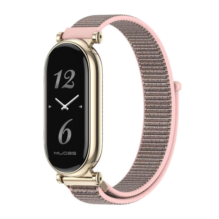 For Xiaomi Smart Band 10 / 9 / 8 Mijobs GT4 Breathable Nylon Loop Watch Band(Pink Light Gold)
