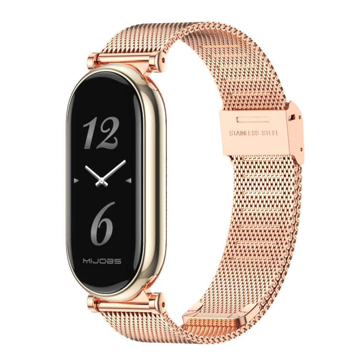 For Xiaomi Mi Band 8 / 9 / 9 NFC Mijobs GT4 Milan Buckle Metal Watch Band(Rose Gold)