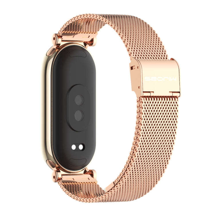 For Xiaomi Mi Band 8 / 9 / 9 NFC Mijobs GT4 Milan Buckle Metal Watch Band(Rose Gold)