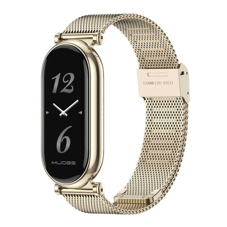 For Xiaomi Mi Band 8 / 9 / 9 NFC Mijobs GT4 Milan Buckle Metal Watch Band(Light Gold)