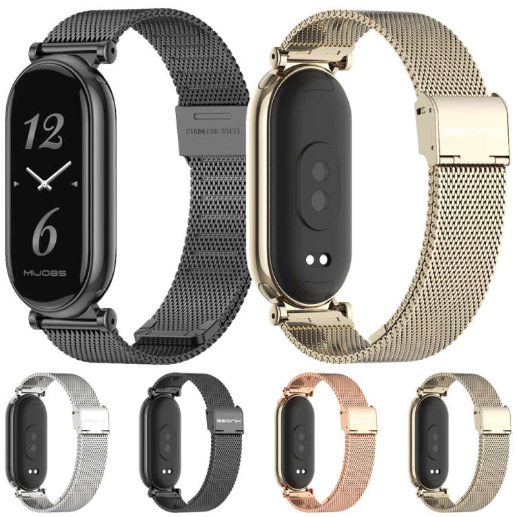 For Xiaomi Mi Band 8 / 9 / 9 NFC Mijobs GT4 Milan Buckle Metal Watch Band(Light Gold)