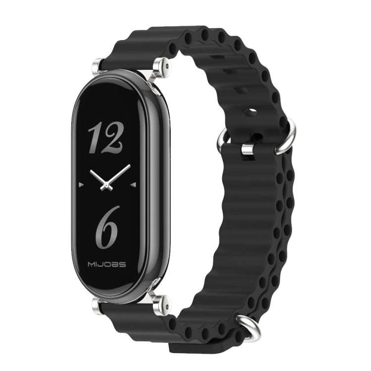 For Xiaomi Mi Band 8 / 9 / 9 NFC Mijobs GT4 Marine Silicone Breathable Watch Band(Black Silver)