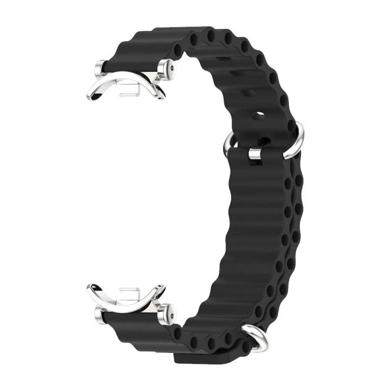 For Xiaomi Mi Band 8 / 9 / 9 NFC Mijobs GT4 Marine Silicone Breathable Watch Band(Black Silver)
