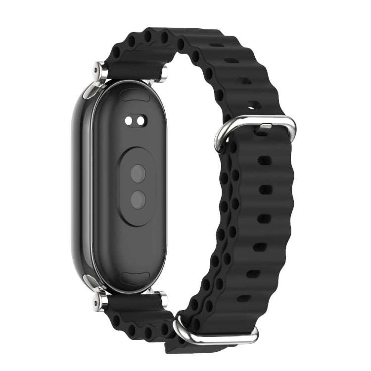 For Xiaomi Mi Band 8 / 9 / 9 NFC Mijobs GT4 Marine Silicone Breathable Watch Band(Black Silver)