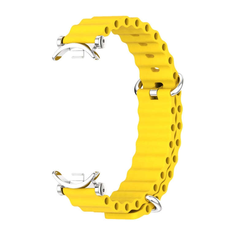 For Xiaomi Mi Band 8 / 9 / 9 NFC Mijobs GT4 Marine Silicone Breathable Watch Band(Yellow Silver)