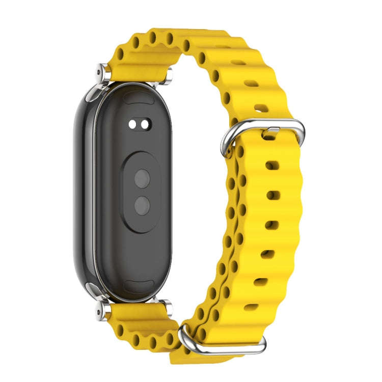 For Xiaomi Mi Band 8 / 9 / 9 NFC Mijobs GT4 Marine Silicone Breathable Watch Band(Yellow Silver)