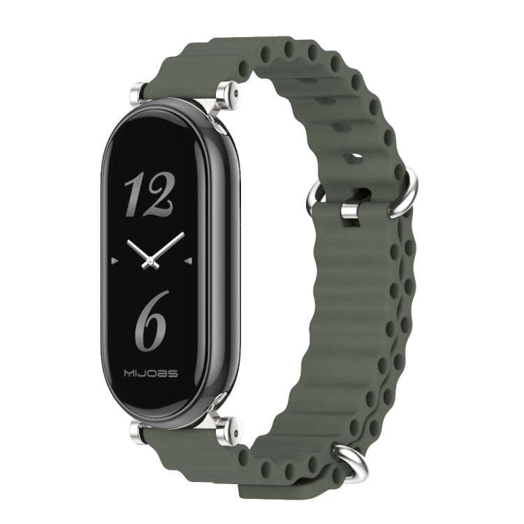 For Xiaomi Mi Band 8 / 9 / 9 NFC Mijobs GT4 Marine Silicone Breathable Watch Band(Khaki Green Sil...