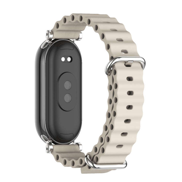 For Xiaomi Mi Band 8 / 9 / 9 NFC Mijobs GT4 Marine Silicone Breathable Watch Band(Grey Silver)