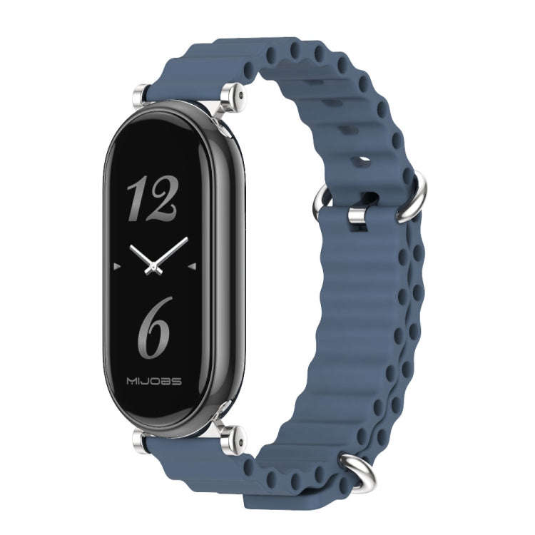 For Xiaomi Mi Band 8 / 9 / 9 NFC Mijobs GT4 Marine Silicone Breathable Watch Band(Dark Blue Silver)