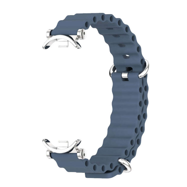 For Xiaomi Mi Band 8 / 9 / 9 NFC Mijobs GT4 Marine Silicone Breathable Watch Band(Dark Blue Silver)