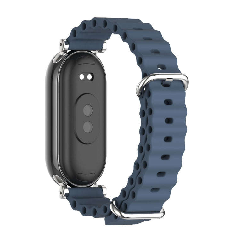 For Xiaomi Mi Band 8 / 9 / 9 NFC Mijobs GT4 Marine Silicone Breathable Watch Band(Dark Blue Silver)