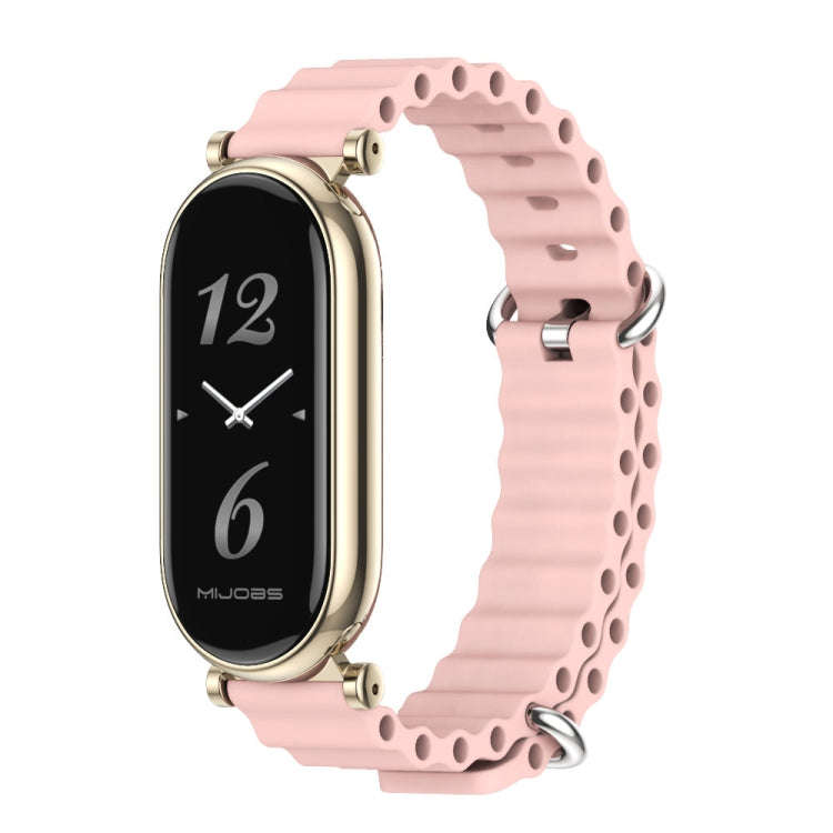 For Xiaomi Mi Band 8 / 9 / 9 NFC Mijobs GT4 Marine Silicone Breathable Watch Band(Pink Light Gold)