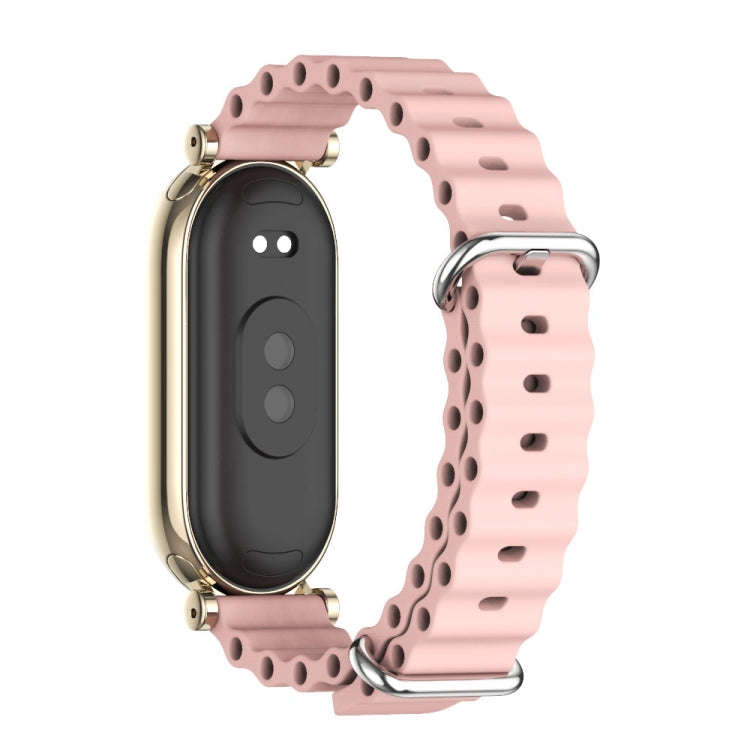 For Xiaomi Mi Band 8 / 9 / 9 NFC Mijobs GT4 Marine Silicone Breathable Watch Band(Pink Light Gold)