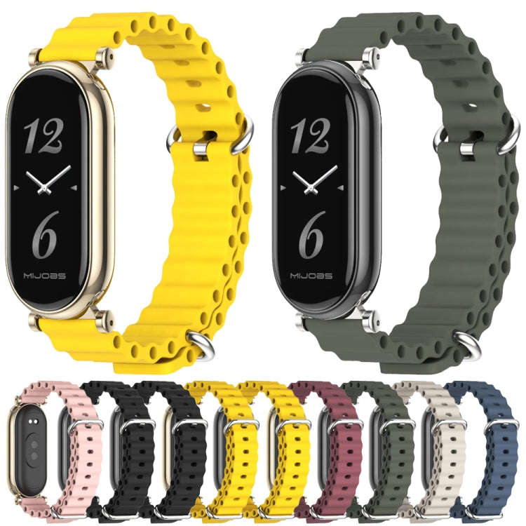 For Xiaomi Mi Band 8 / 9 / 9 NFC Mijobs GT4 Marine Silicone Breathable Watch Band(Yellow Light Gold)