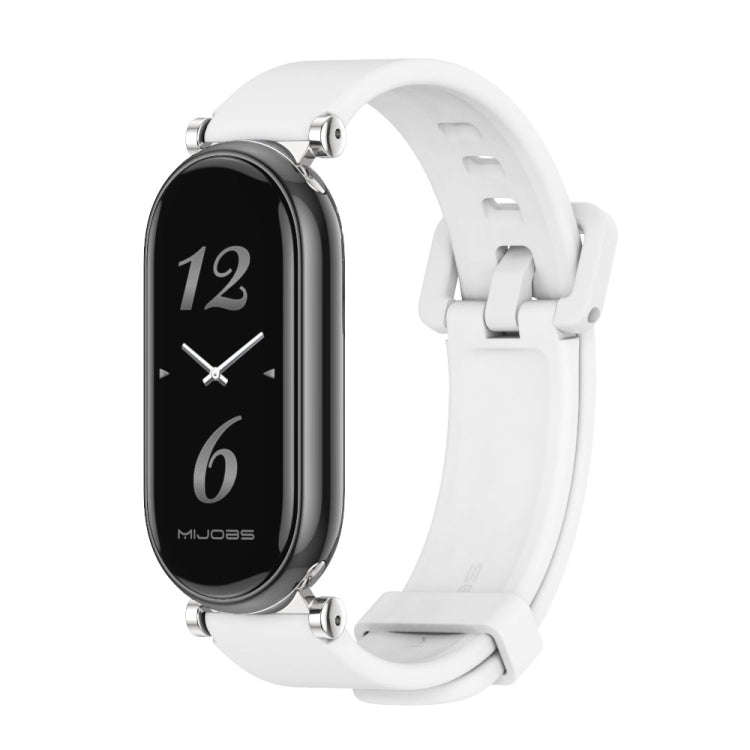 For Xiaomi Mi Band 8 / 9 / 9 NFC Mijobs GT4 Silicone Breathable Watch Band(White Silver)