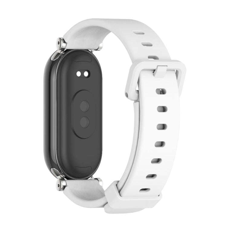 For Xiaomi Mi Band 8 / 9 / 9 NFC Mijobs GT4 Silicone Breathable Watch Band(White Silver)