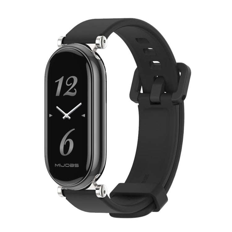 For Xiaomi Mi Band 8 / 9 / 9 NFC Mijobs GT4 Silicone Breathable Watch Band(Black Silver)