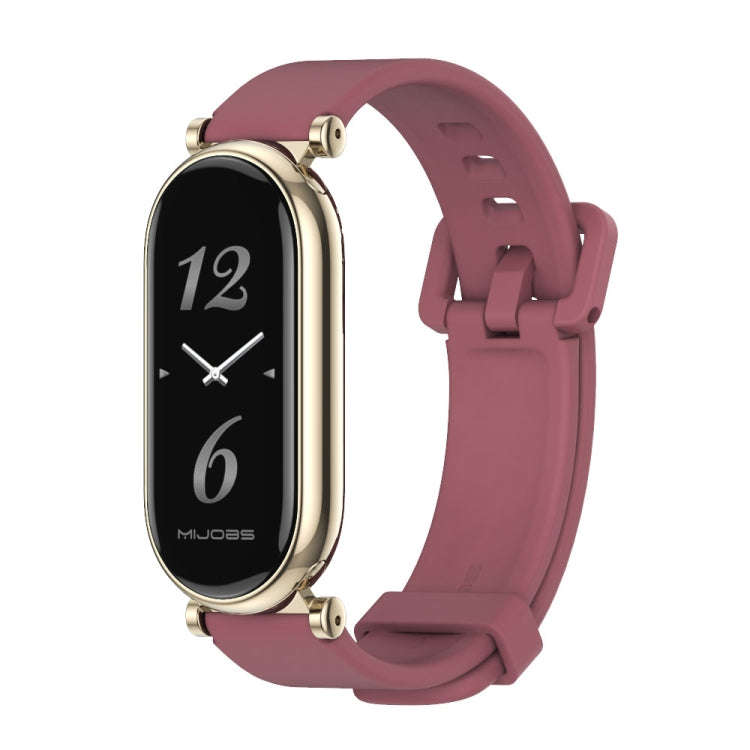 For Xiaomi Mi Band 8 / 9 / 9 NFC Mijobs GT4 Silicone Breathable Watch Band(Wine Red Light Gold)