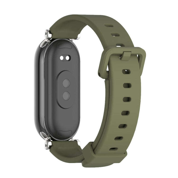 For Xiaomi Mi Band 8 / 9 / 9 NFC Mijobs GT4 Silicone Breathable Watch Band(Army Green Silver)