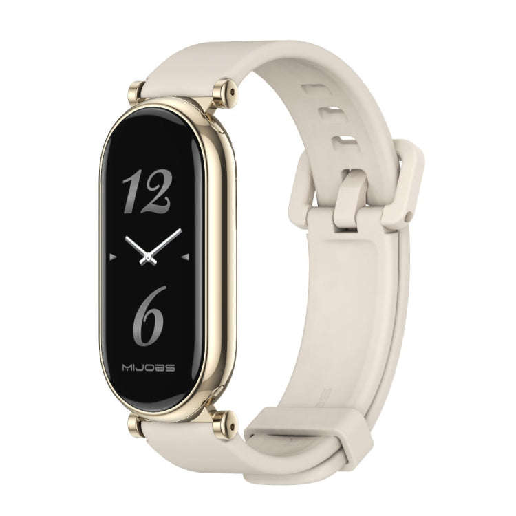 For Xiaomi Mi Band 8 / 9 / 9 NFC Mijobs GT4 Silicone Breathable Watch Band(Grey Light Gold)