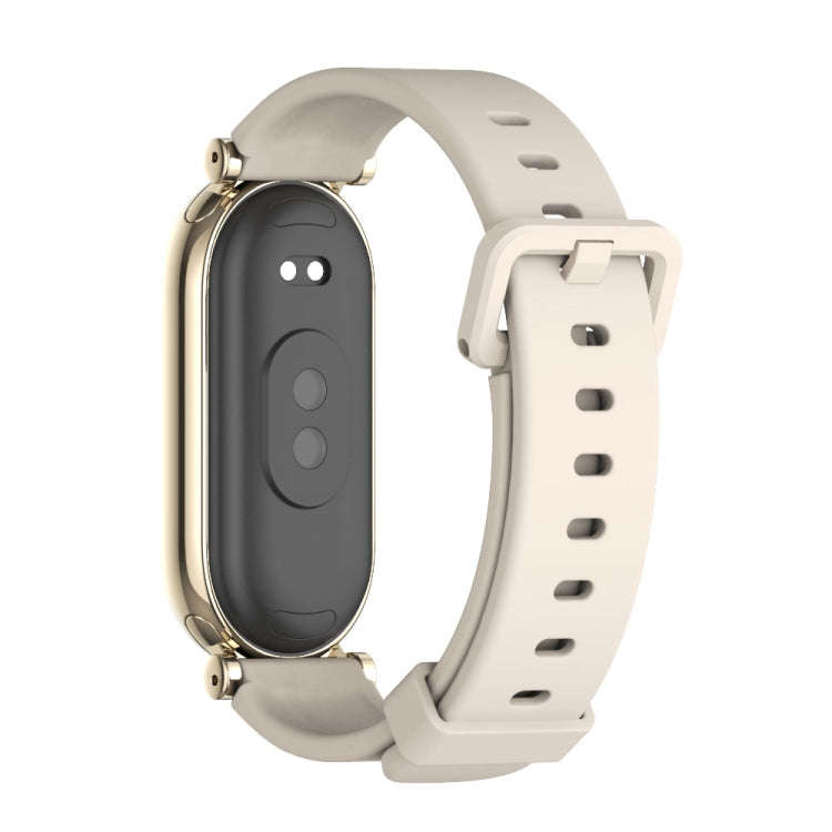 For Xiaomi Mi Band 8 / 9 / 9 NFC Mijobs GT4 Silicone Breathable Watch Band(Grey Light Gold)