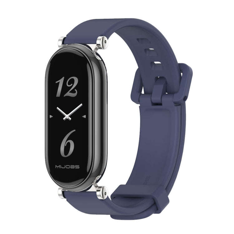For Xiaomi Mi Band 8 / 9 / 9 NFC Mijobs GT4 Silicone Breathable Watch Band(Midnight Blue Silver)