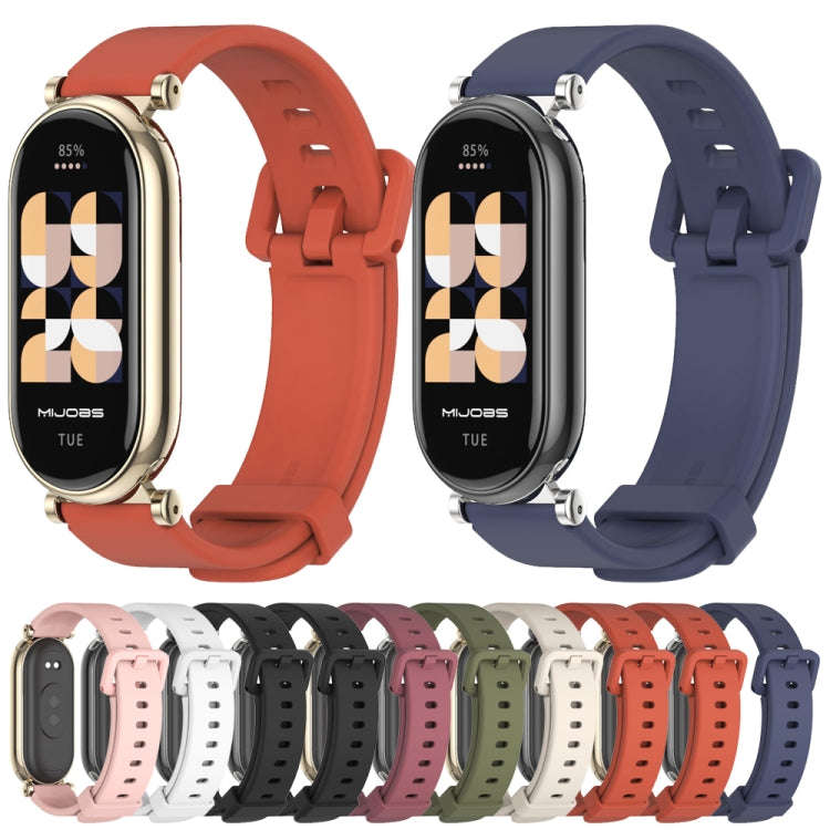 For Xiaomi Mi Band 8 / 9 / 9 NFC Mijobs GT4 Silicone Breathable Watch Band(Army Green Silver)