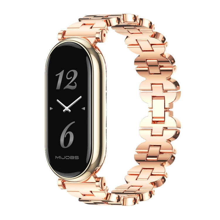 For Xiaomi Mi Band 8 / 9 / 9 NFC Mijobs GT4 Bone Chain Metal Watch Band(Rose Gold)