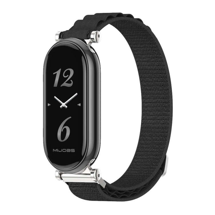 For Xiaomi Mi Band 8 / 9 / 9 NFC Mijobs GT4 Nylon Breathable Watch Band(Black Silver)