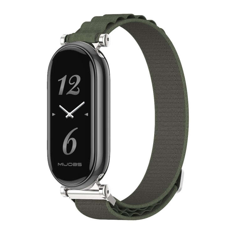 For Xiaomi Smart Band 10 / 9 / 8 Mijobs GT4 Nylon Breathable Watch Band(Army Green Silver)