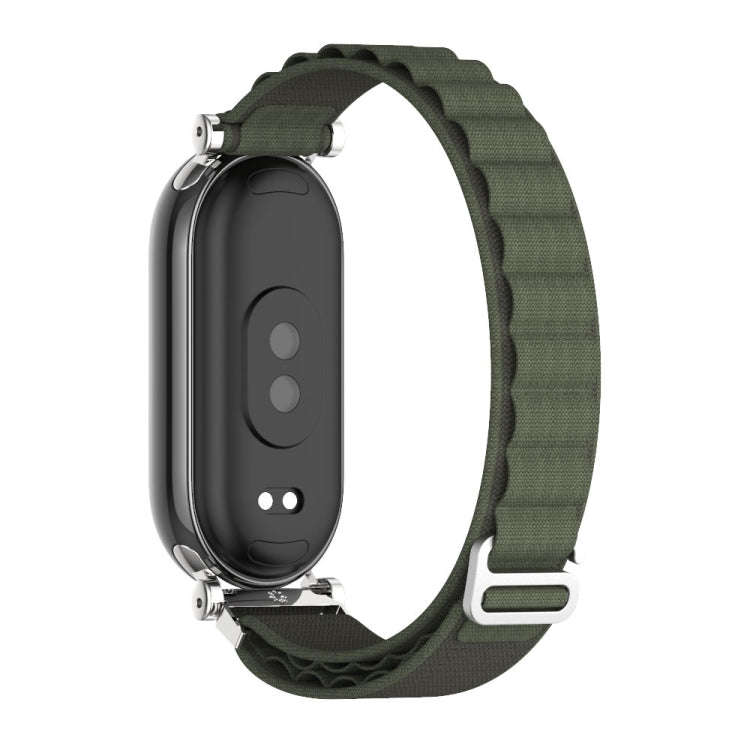 For Xiaomi Smart Band 10 / 9 / 8 Mijobs GT4 Nylon Breathable Watch Band(Army Green Silver)